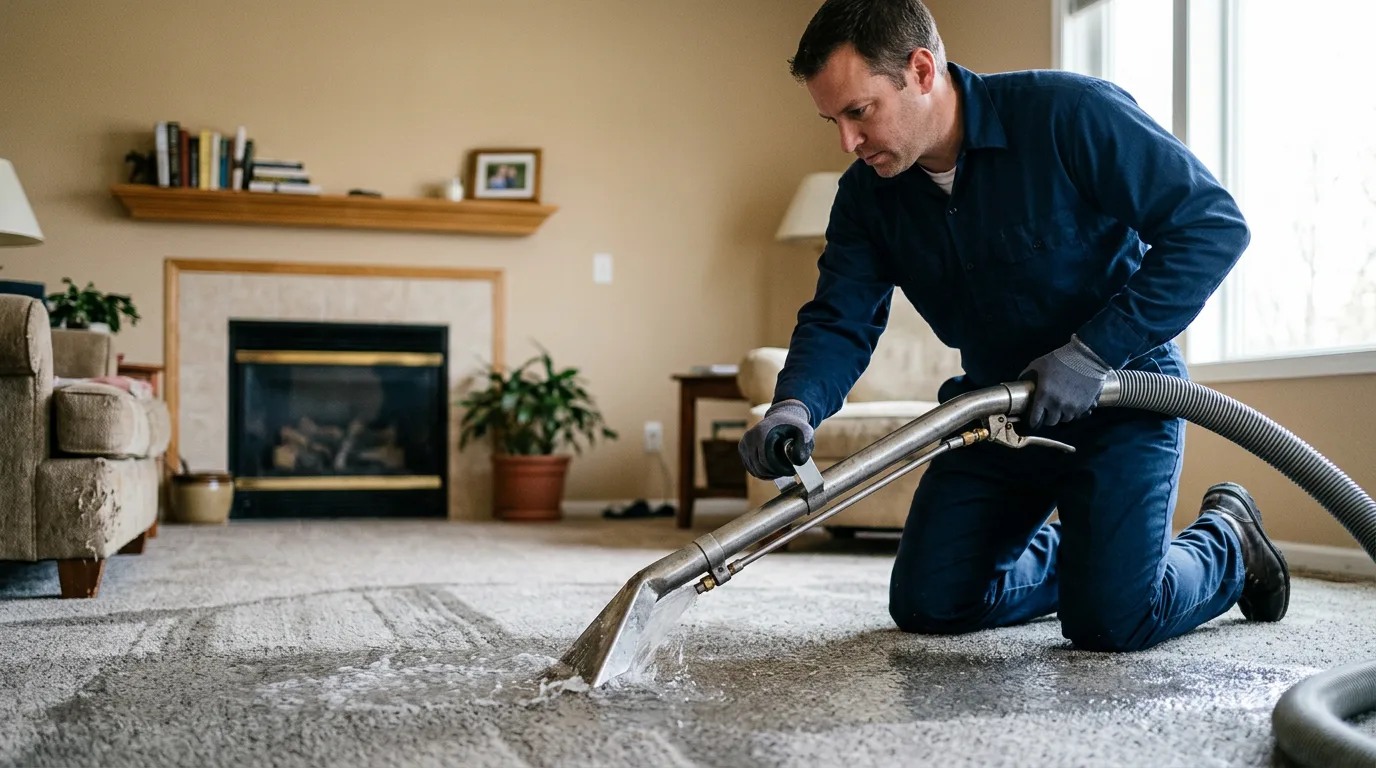 Water damage restoration technician working near Ashmore, IL